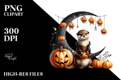 Cow and Otter Dressed for Halloween, High-Res PNG Product Image 2