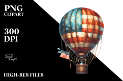 Vintage Rusted Hot Air Balloon in USA Flag Colors | Product Image 2