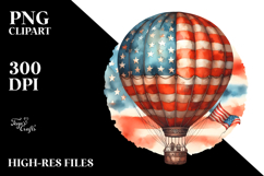 Watercolor Vintage Rusted Hot Air Balloon with USA Flag Product Image 2
