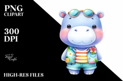Colorful Baby Hippo Summer Clipart Product Image 1