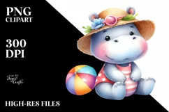 Colorful Baby Hippo Summer Clipart Product Image 1