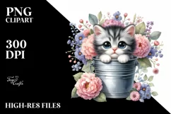 Baby Cat with Sunflower, Transparent PNG Product Image 1