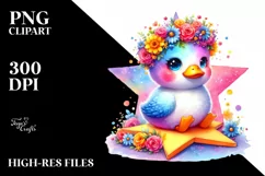 cute Duck on Star, Colorful PNG Product Image 3