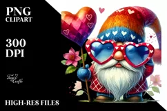 Valentines Gnome with Sunglasses PNG Product Image 2