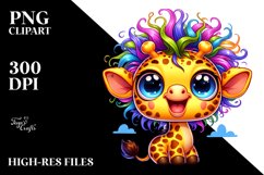 Smiling Baby Giraffe | Crazy Hair | Colorful Cartoon Product Image 1