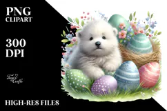 Digital Watercolor Cute Polar Bear Easter Eggs PNG Product Image 2