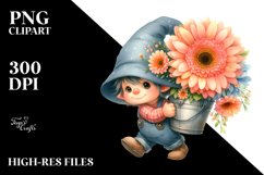 Cute GNOME with Gerbera PNG Product Image 2