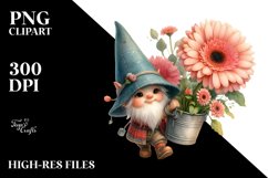 Cute GNOME with Gerbera PNG Product Image 2