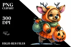 Cute Baby Elk Halloween Drawing | Sublimation | Clipart Product Image 1