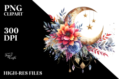 Vibrant Boho Moon with Flowers and Stars Product Image 2