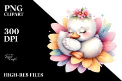 Colorful Watercolor Cute Baby Swan | Clipart Product Image 3