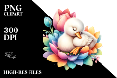 Colorful Cute Baby Swan Sleeping in a Flower Product Image 2