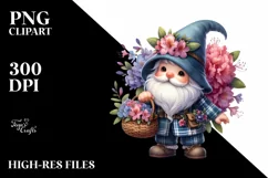 Cute Gnome Holding a Basket of Flowers | Sublimation | Product Image 3