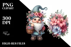 Cute Gnome Holding a Basket of Flowers | Sublimation | Product Image 3
