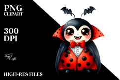 Funny Ladybug Dressed as Vampire | Watercolor | Sublimation Product Image 2