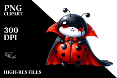 Funny Ladybug Dressed as Vampire | Watercolor | Sublimation Product Image 2