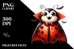 Funny Ladybug Dressed as Vampire | Watercolor | Sublimation Product Image 2