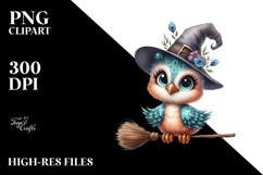 Funny Baby Peacock Witch Broom | Watercolor | Sublimation Product Image 2