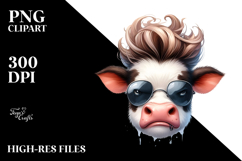 Cow with Funny Hair PNG Product Image 2
