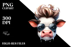 Cow with Funny Hair PNG Product Image 2