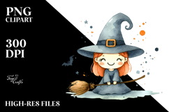 Funny Witch Watercolor PNG Product Image 2