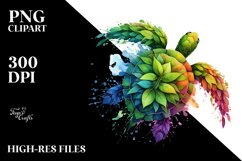Abstract Turtle with Plant Leaves, PNG Product Image 1