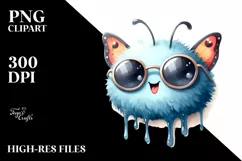 Funny Butterfly Smiling Tongue Dripping Wind Clipart Product Image 1