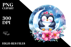 Cute Penguin Sleeping on Moon Clipart Product Image 2