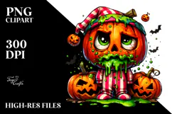 Funny Pumpkin Head in Pajamas, Transparent PNG Product Image 2