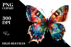 Grungy Butterfly Watercolor Painting with Butterfly Product Image 2