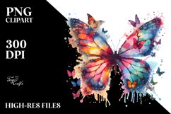 Grunge Butterfly Silhouettes, Artistic PNG Product Image 2