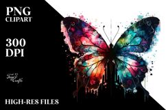 Colorful Butterfly with Butterfly Silhouettes PNG Product Image 2