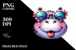 Cute Hippo Sunglasses Tongue Clipart Product Image 1