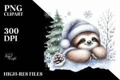 Cute Baby Sloth Christmas Tree PNG Product Image 3