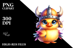 Vibrant Baby Duck with Viking Helmet PNG Product Image 2