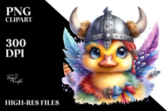 Vibrant Baby Duck with Viking Helmet PNG Product Image 2