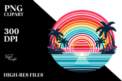 Retro Tropical Rainbow Sunset, PNG Product Image 2