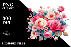 Pink Roses Abstract Frame, Transparent PNG Product Image 2