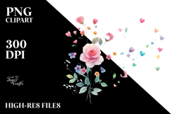 Colorful Simple Flower with Heart Petals PNG Product Image 2