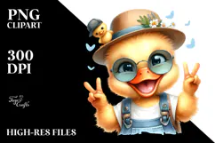Energic Baby Duck with Hat and Sunglasses PNG Product Image 2