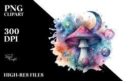 Colorful Magical Mushroom Watercolor Clipart Product Image 3