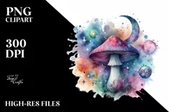 Colorful Magical Mushroom Watercolor Clipart Product Image 3