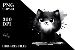 Funny Washed BLACK CAT PNG Product Image 2