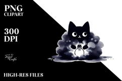 Funny Washed BLACK CAT PNG Product Image 2