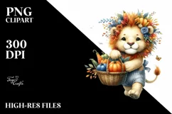 Baby Lion with Autumn Vegetables | Sublimation | Clipart Product Image 1