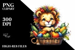 Baby Lion with Autumn Vegetables | Sublimation | Clipart Product Image 1