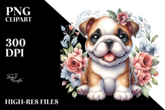 Cute Sitting Bulldog with Floral Frame | Sublimation | Product Image 2