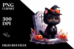 Cute Baby Black Cat in Halloween Costume | Sublimation | Product Image 1