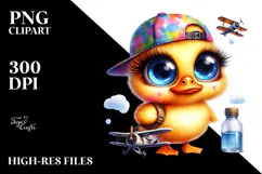 Vibrant Baby Duck Airplane PNG Product Image 2