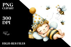 Baby Bee Party Hat | Watercolor | Sublimation Product Image 3